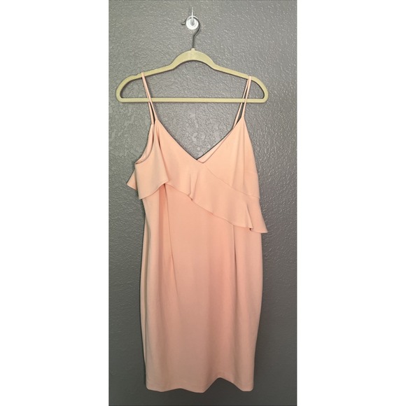 NWT Calvin Klein Womens Pink Sleeveless Dress SZ‎ 14 Ruffle Wedding Guest MIDI - Picture 1 of 10